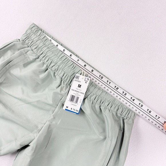 adidas Essentials Wide Leg Cargo Pants Size M Womens Woven Silver/Green JD1531 - Picture 9 of 9